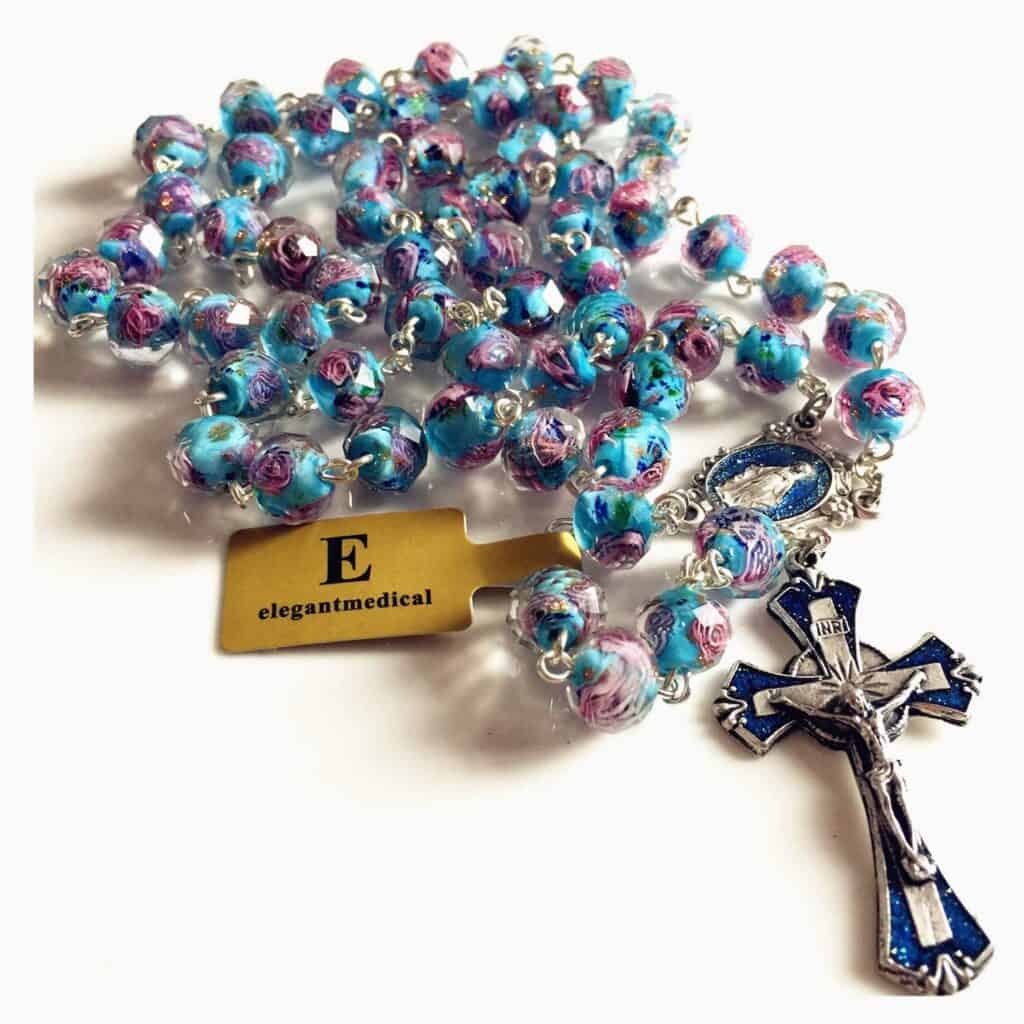 Words to catholic rosary elegantmedical handmade bule veluriyam beads rosary necklace